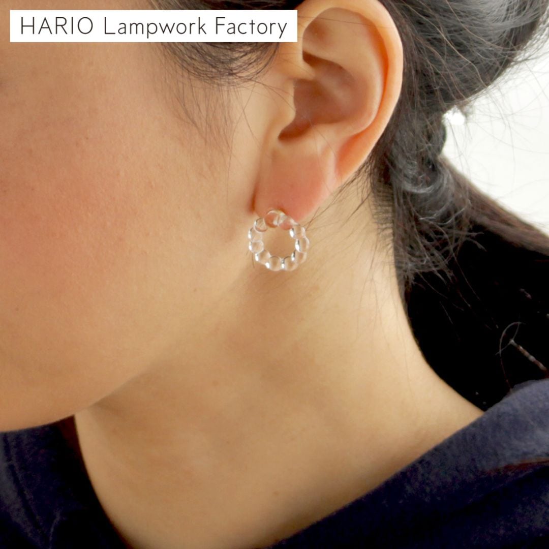 ハリオ ピアス スモールサークル Water Drops 雫 輪 ガラス製 HARIO