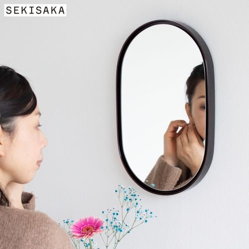 SEKISAKA セキサカ ミラー 円鏡 丸鏡 鏡 壁掛け ミラー 丸 丸い ウォールミラー 木製 フレーム SEKISAKA