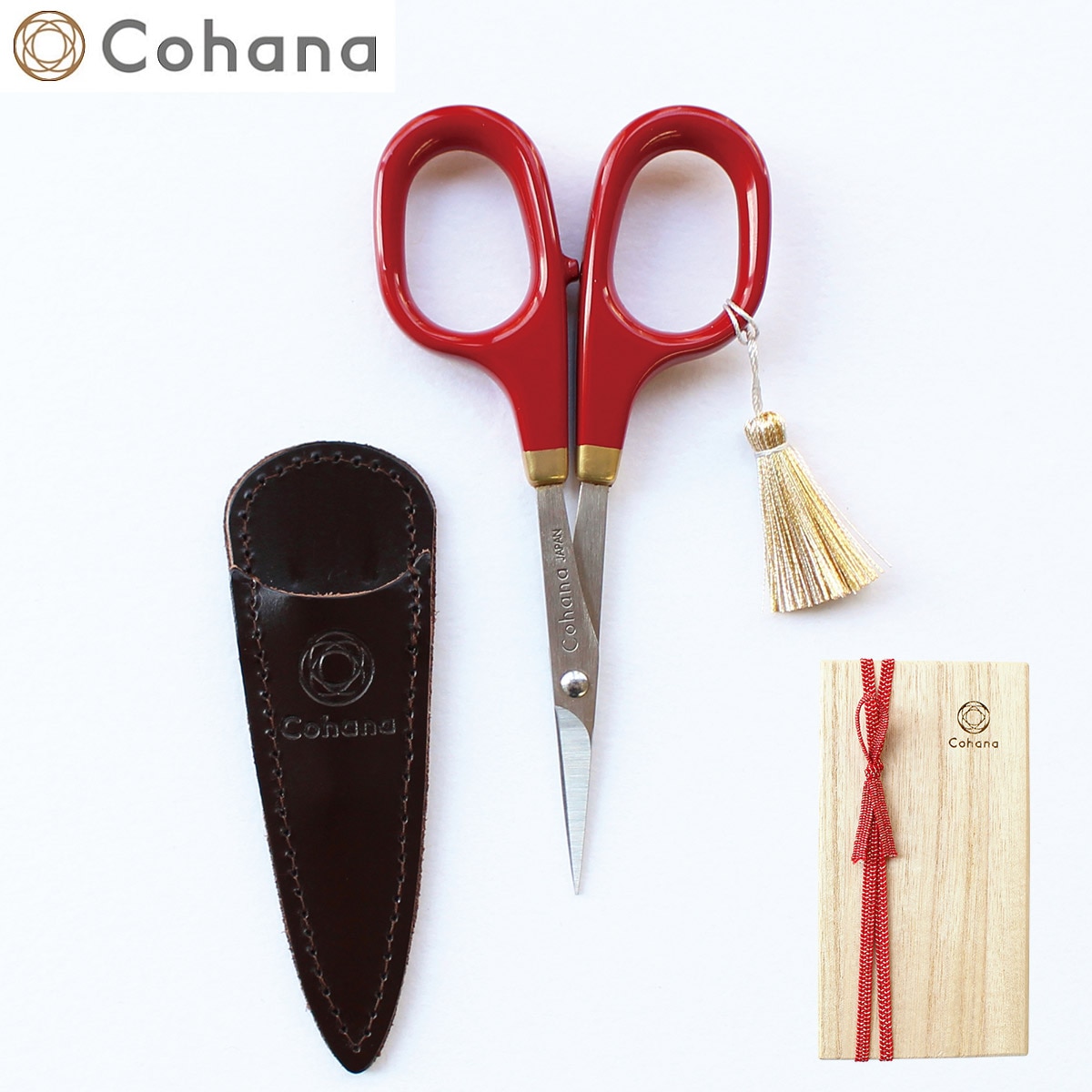 すぐ弾けます！紅木の三味線　おまけケース付き　メンテナンス品 Cohana はさみ 漆と金蒔絵の小ばさみ 朱塗り 本革ケース付き 日本製