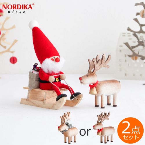 今季完売】ノルディカニッセ そりに乗ったサンタ ＋ トナカイ セット 2