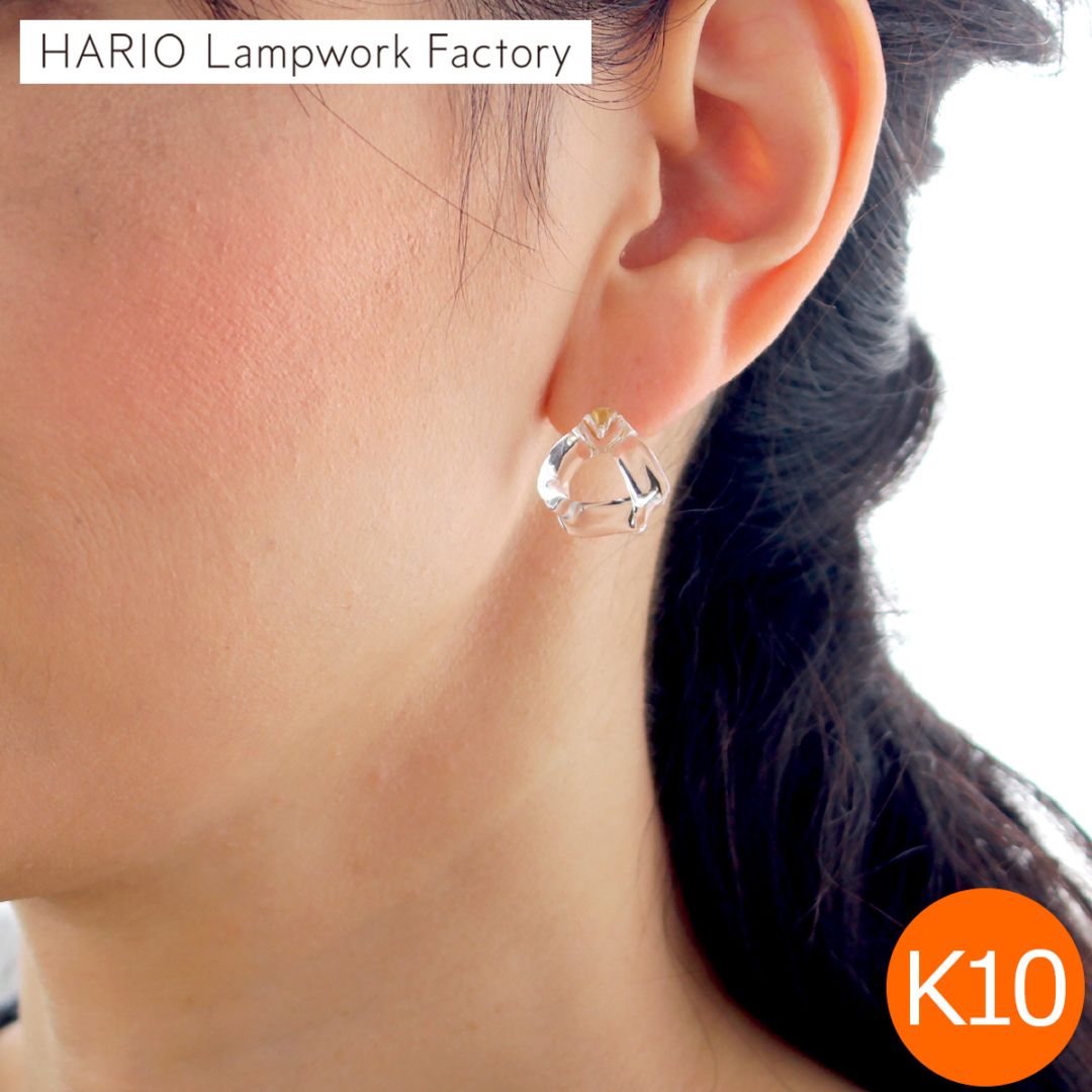 ハリオ ピアス ブルーム K10 ガラス製 HARIO Lampwork Factory 手作り