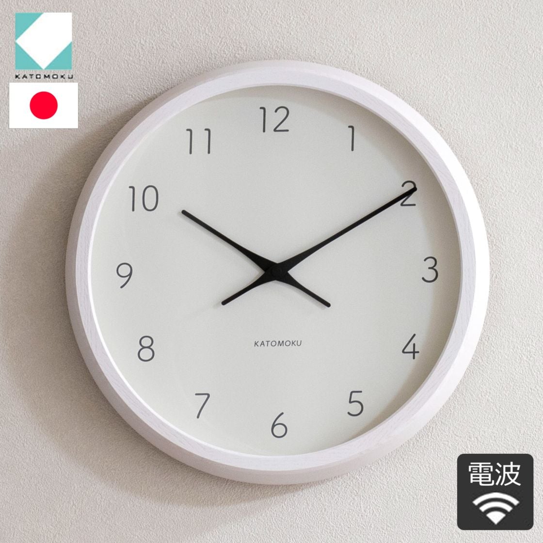 TICKTWAY 掛時計 ホワイト/ブラウン電波時計 掛け時計 電波時計 木製 加藤木工 muku round wall clock 7 ホワイト