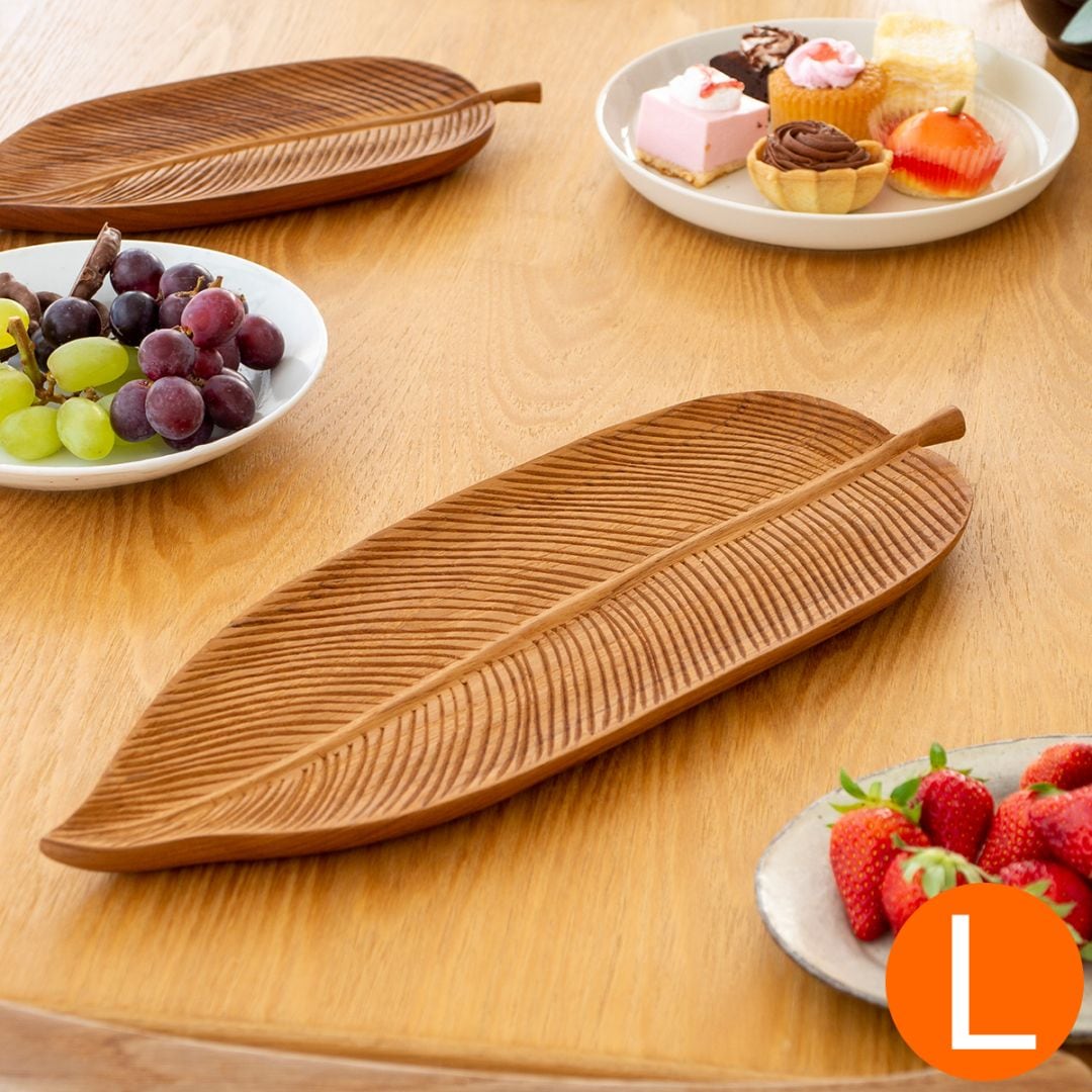 チークリーフプレート L ウッドコレクション Wood Collection 木 木製
