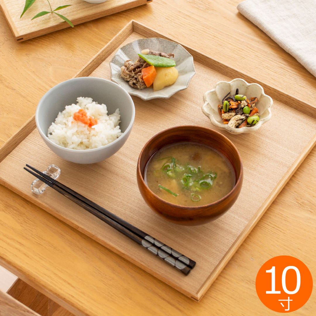松屋漆器店 白木塗タモ 10.0角盆 正角 約30.3×30.3 ナチュラル お盆