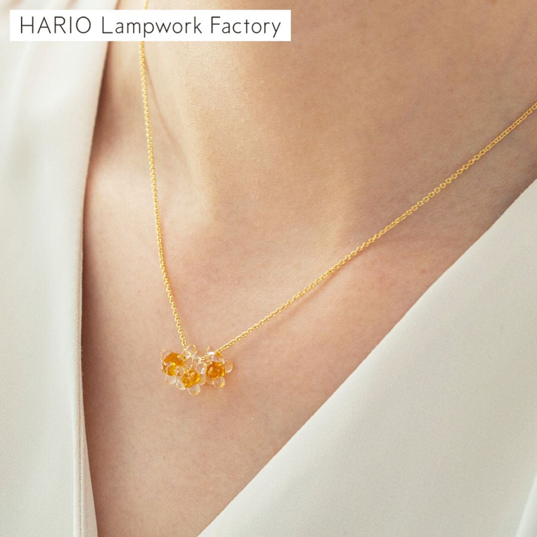 ハリオ ネックレス ひとふさのミモザ 花 ガラス製 HARIO Lampwork