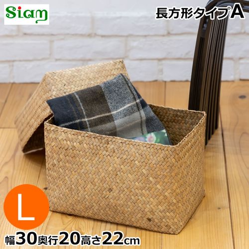 蓋付き 収納かご M 長方形 幅27cm バスケット 深型 サイアム カチュー