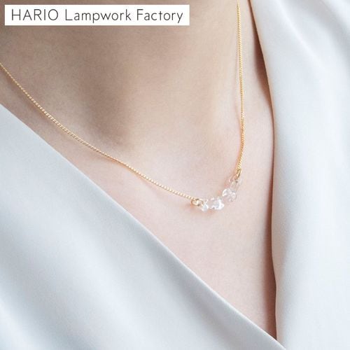 ハリオ　HARIO シェル 貝 ガラス ネックレス 10K ハリオ ネックレス カラム ガラス製 HARIO Lampwork Factory 手作り