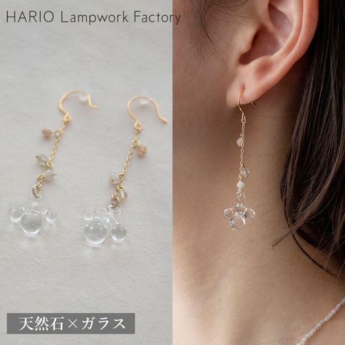 ハリオ ピアス 渚 tane 天然石 ガラス製 HARIO Lampwork Factory