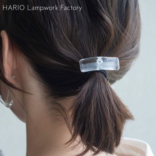 ハリオ ヘアゴム スモーク ガラス製 HARIO Lampwork Factory 手作り