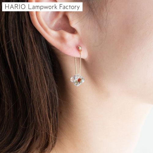 ハリオ ピアス ミモザ 花 ガラス製 HARIO Lampwork Factory 手作り