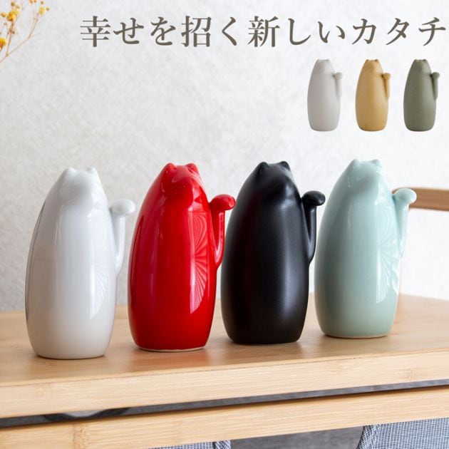 SETOMANEKI 招き猫 左手 小 瀬戸焼 開運 縁起物 置物 オブジェ