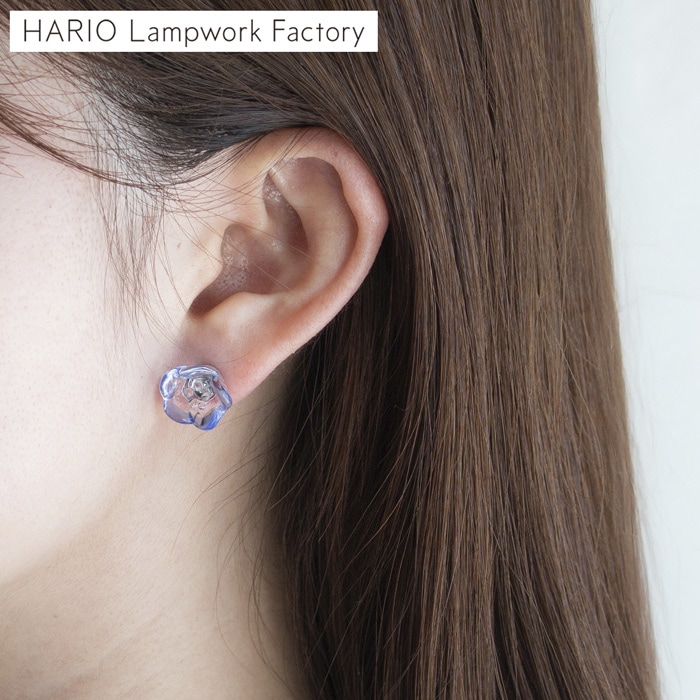 ハリオ ピアス ネモフィラ ガラス製 HARIO Lampwork Factory 手作り