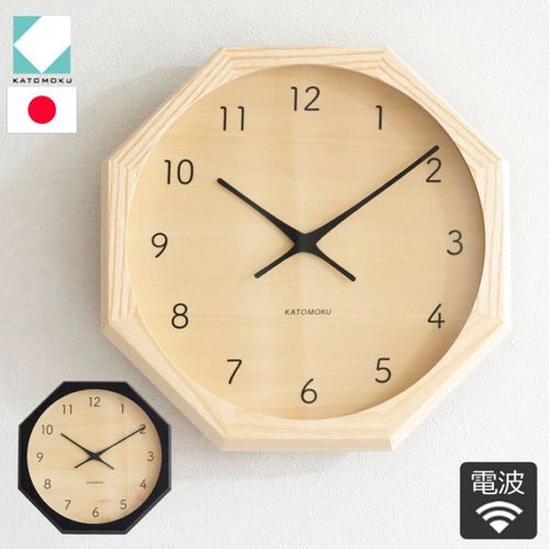 加藤木工 カトモク KATOMOKU muku round wall clock 13 オーク 電波