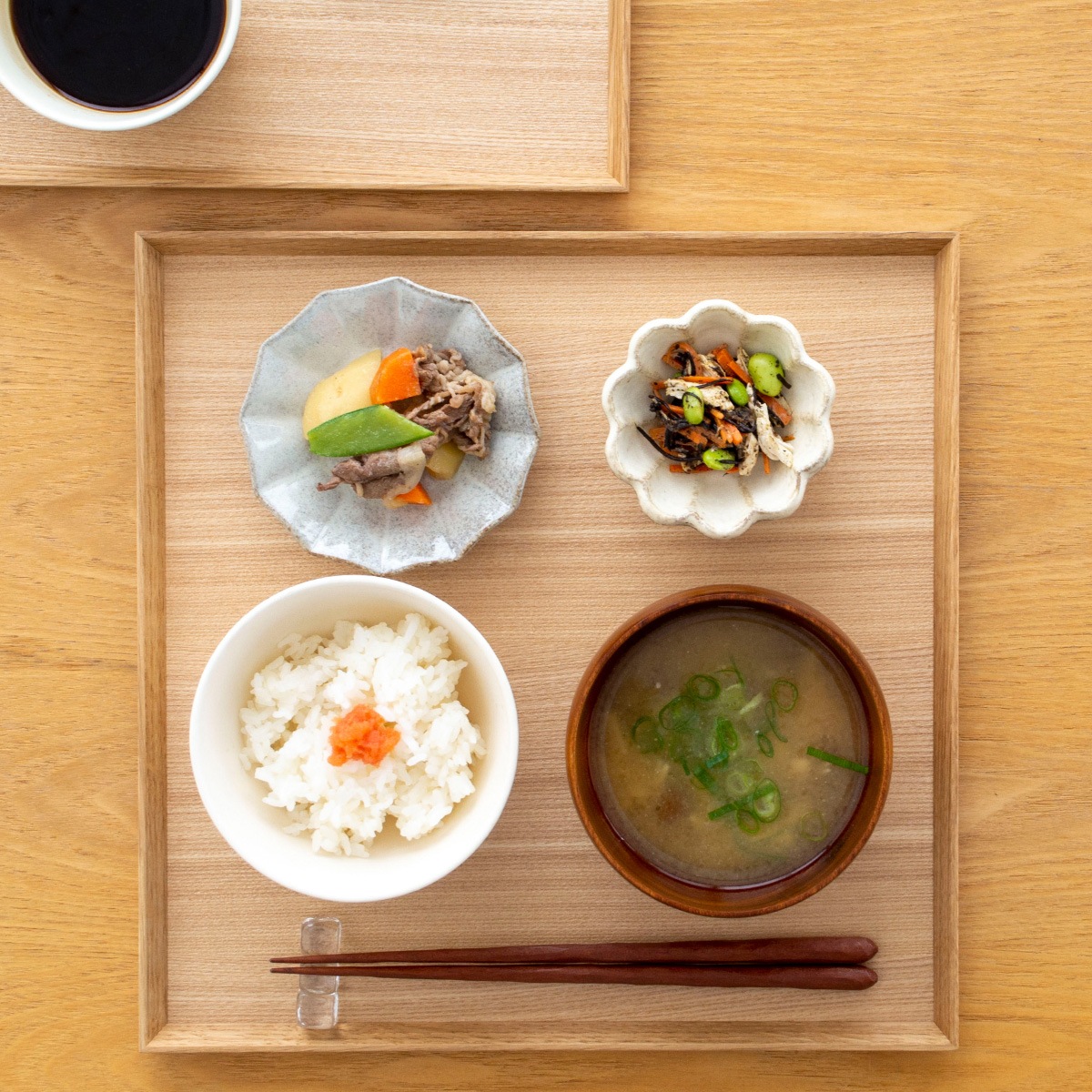松屋漆器店 白木塗タモ 10.0角盆 正角 約30.3×30.3 ナチュラル お盆