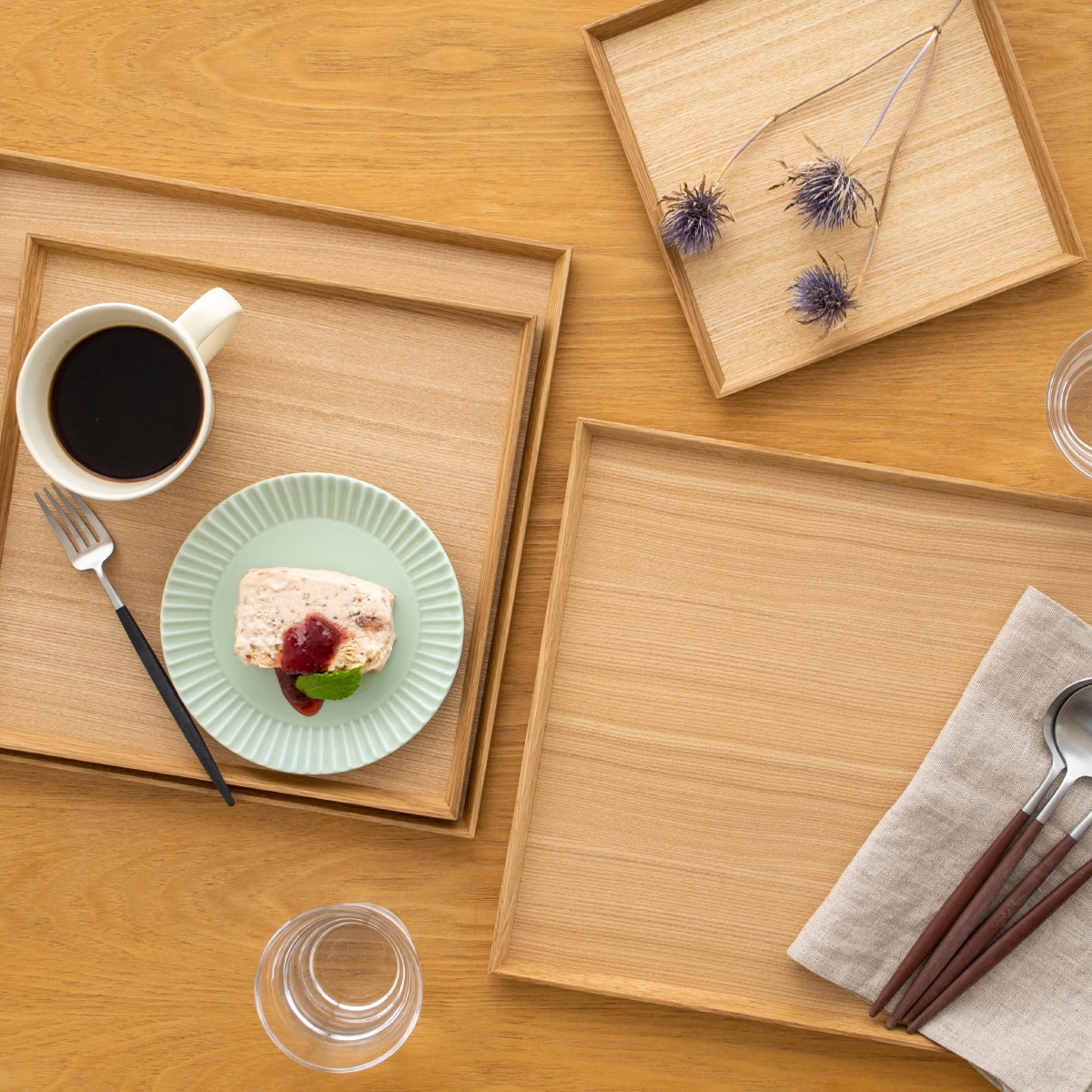 松屋漆器店 白木塗タモ 10.0角盆 正角 約30.3×30.3 ナチュラル お盆