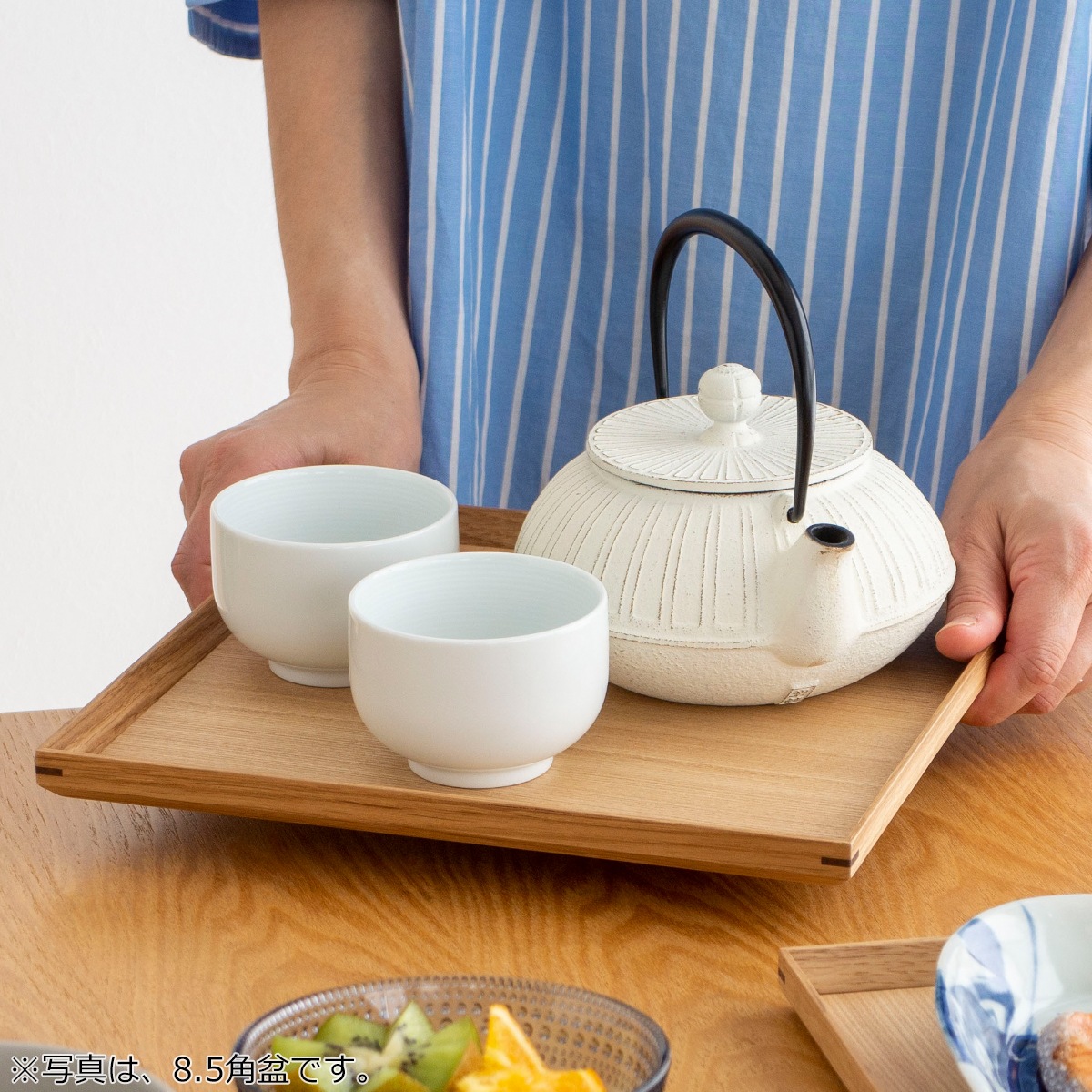 松屋漆器店 白木塗タモ 10.0角盆 正角 約30.3×30.3 ナチュラル お盆