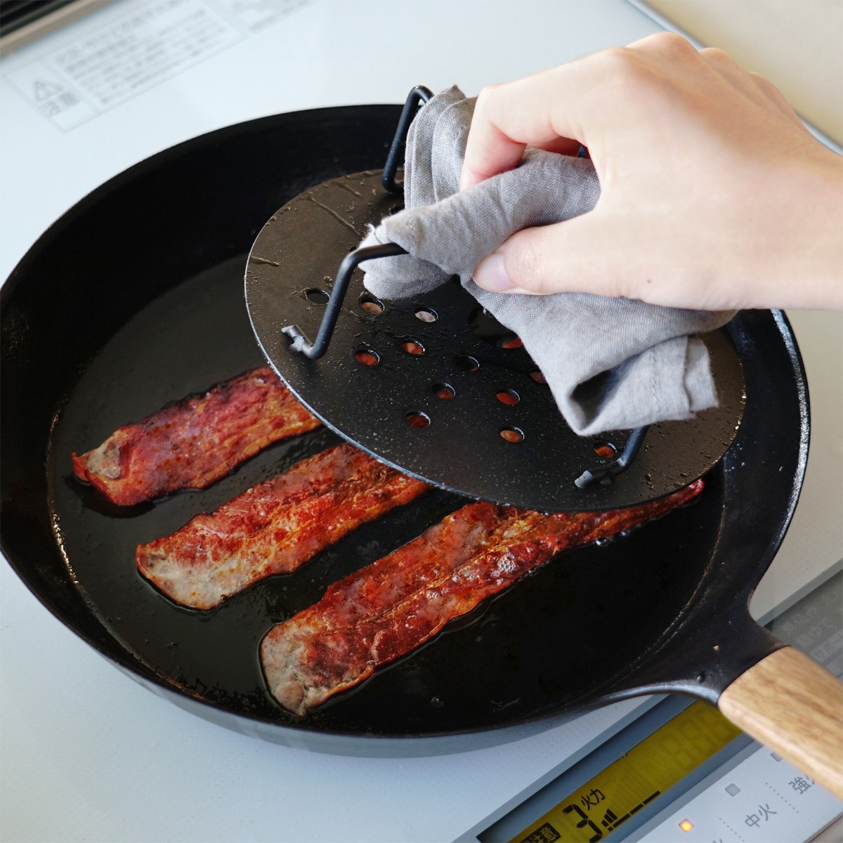 LE CREUSET ベーコンプレス 家事問屋 ベーコンプレス ミートプレス 肉押さえ 蒸し器 ステンレス