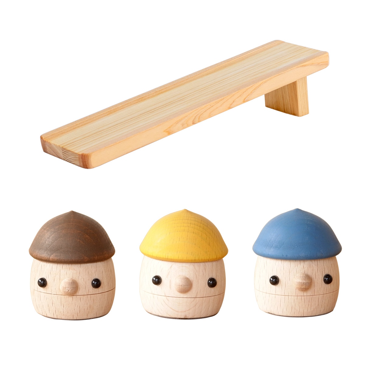 Comomg どんぐり 知育玩具 坂と3色セット こまむぐ Sセット(どんぐりの坂 ・どんぐりころころ3個) 木のおもちゃ