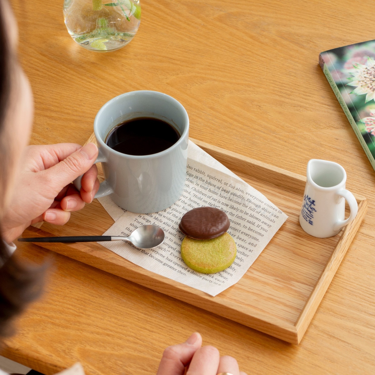 カフェトレー S なら 楢 トレー トレイ お盆 長方形 木製 日本製 天然