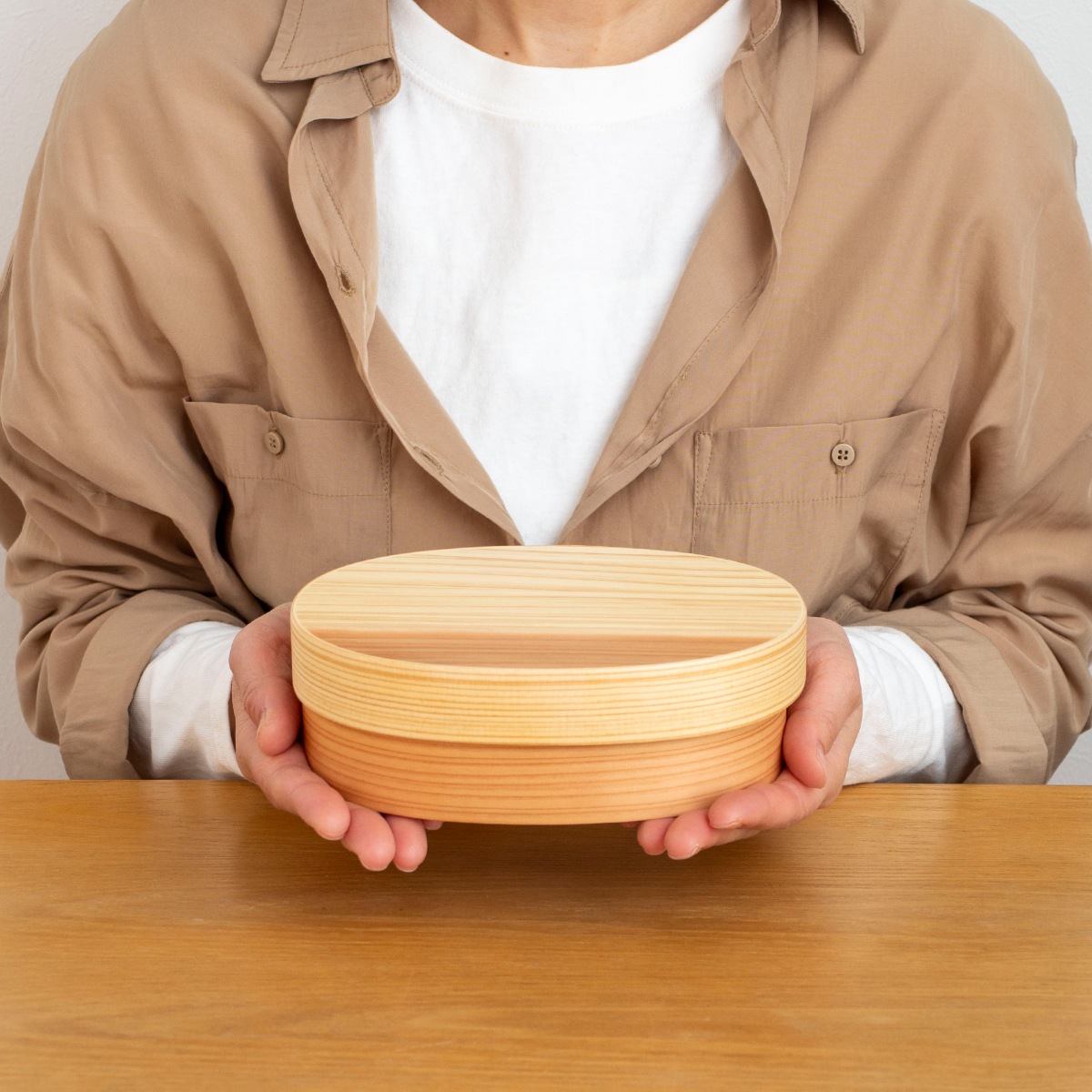 めんぱ だ円 曲げわっぱ弁当箱 楕円 1段 650ml かぶせ蓋 ウレタン塗装