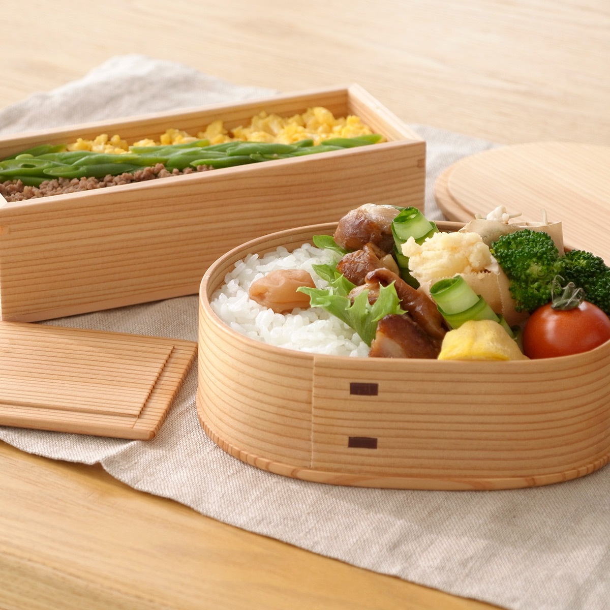 お弁当箱 木製 ちぎり弁当箱 一段 450ml 板蓋 りょうび庵 日本製 秋田
