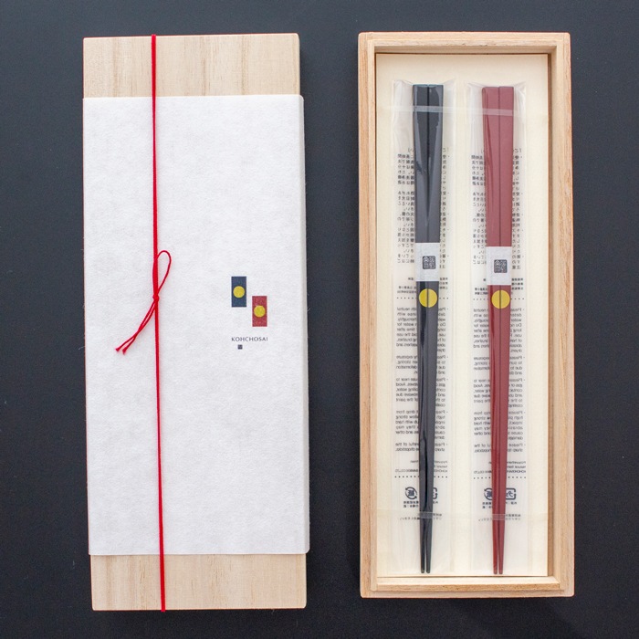 公長斎小菅 夫婦箸 ギフトセット 円窓箸 銀市松箸 23cm お箸 ペア