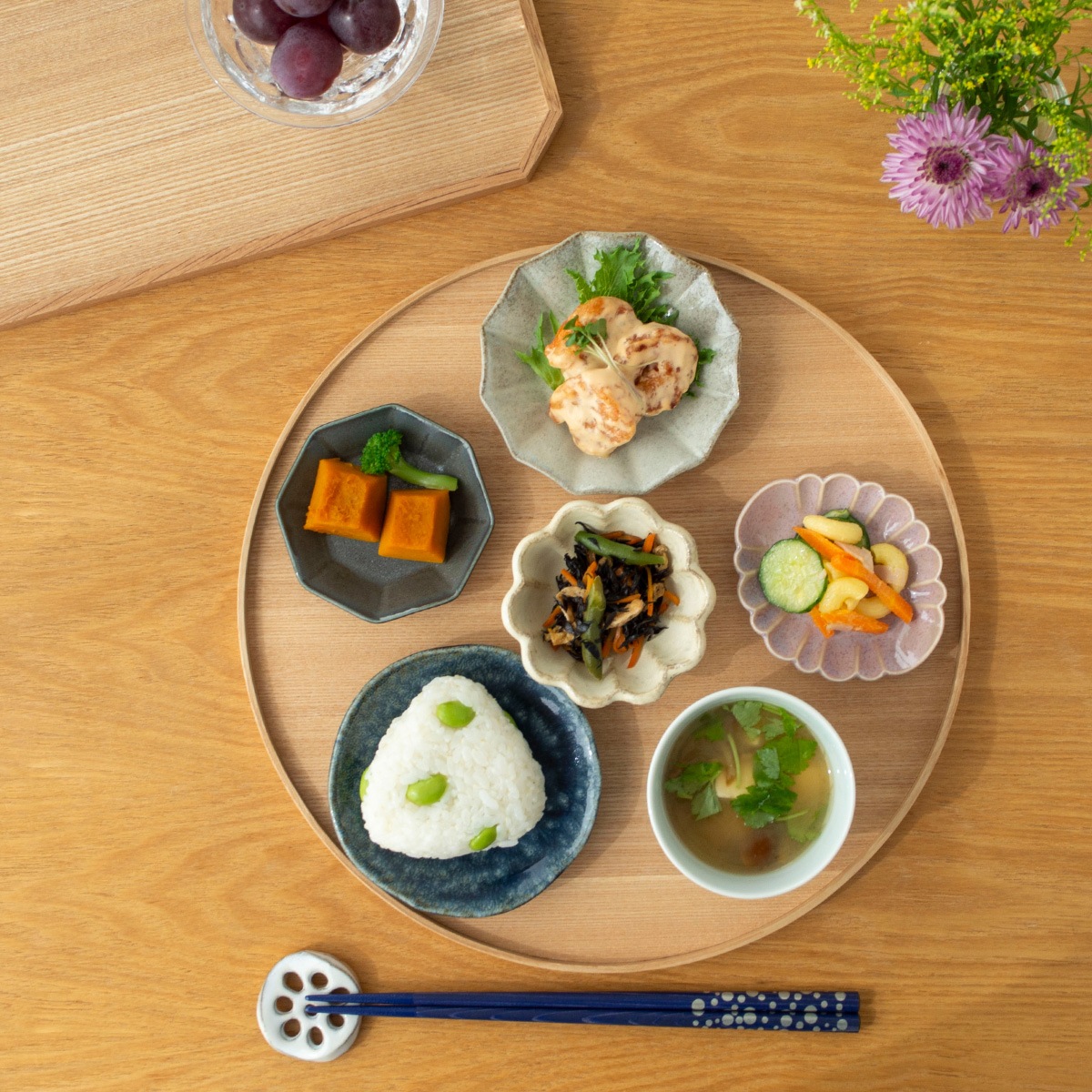 松屋漆器店 丸盆 30cm 10寸 白木塗タモ ナチュラル お盆 丸型トレー