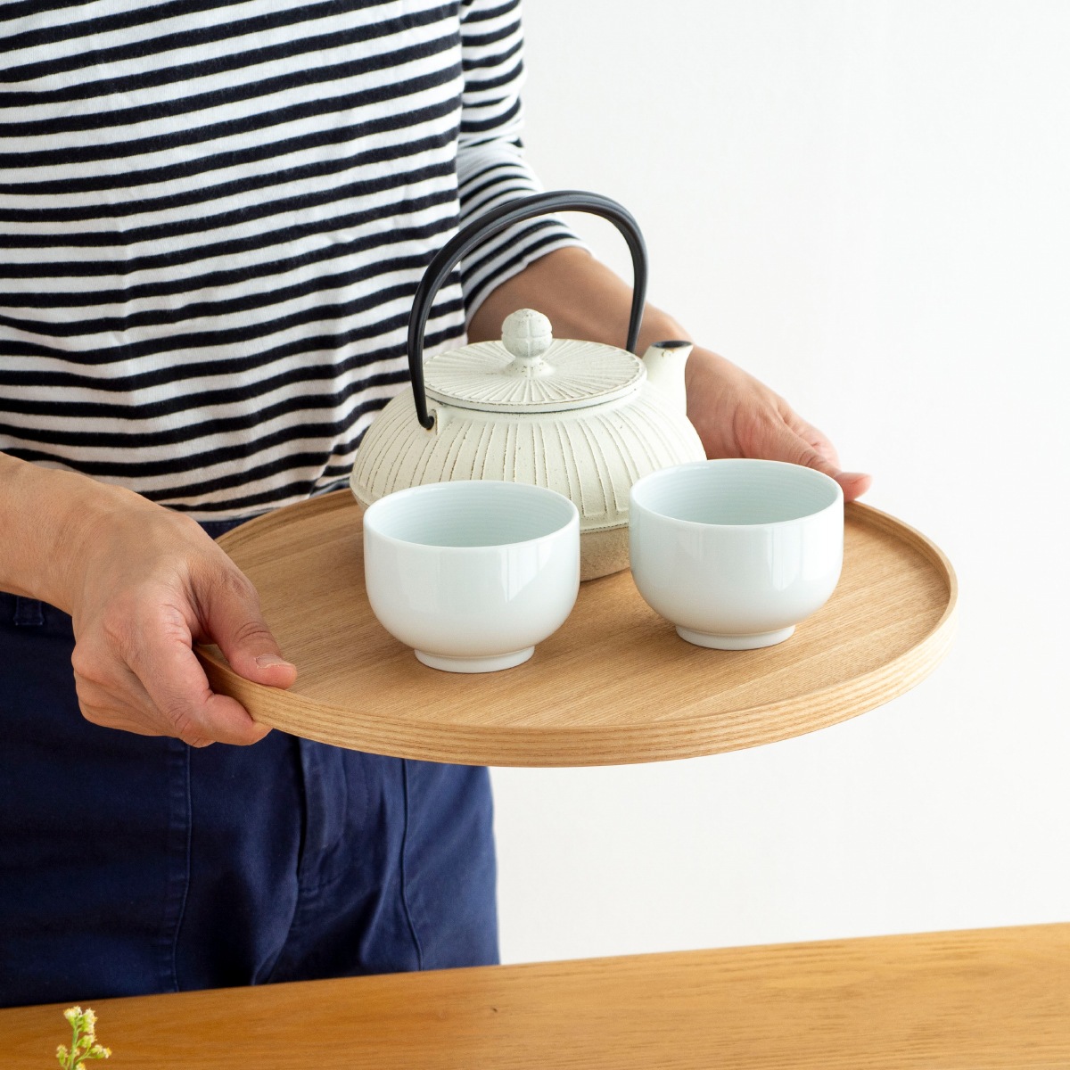 松屋漆器店 丸盆 30cm 10寸 白木塗タモ ナチュラル お盆 丸型トレー