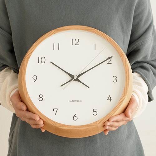 加藤木工 カトモク KATOMOKU muku round wall clock 13 オーク 電波