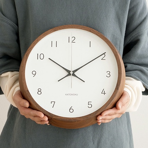 加藤木工 カトモク KATOMOKU muku round wall clock 13 ウォールナット