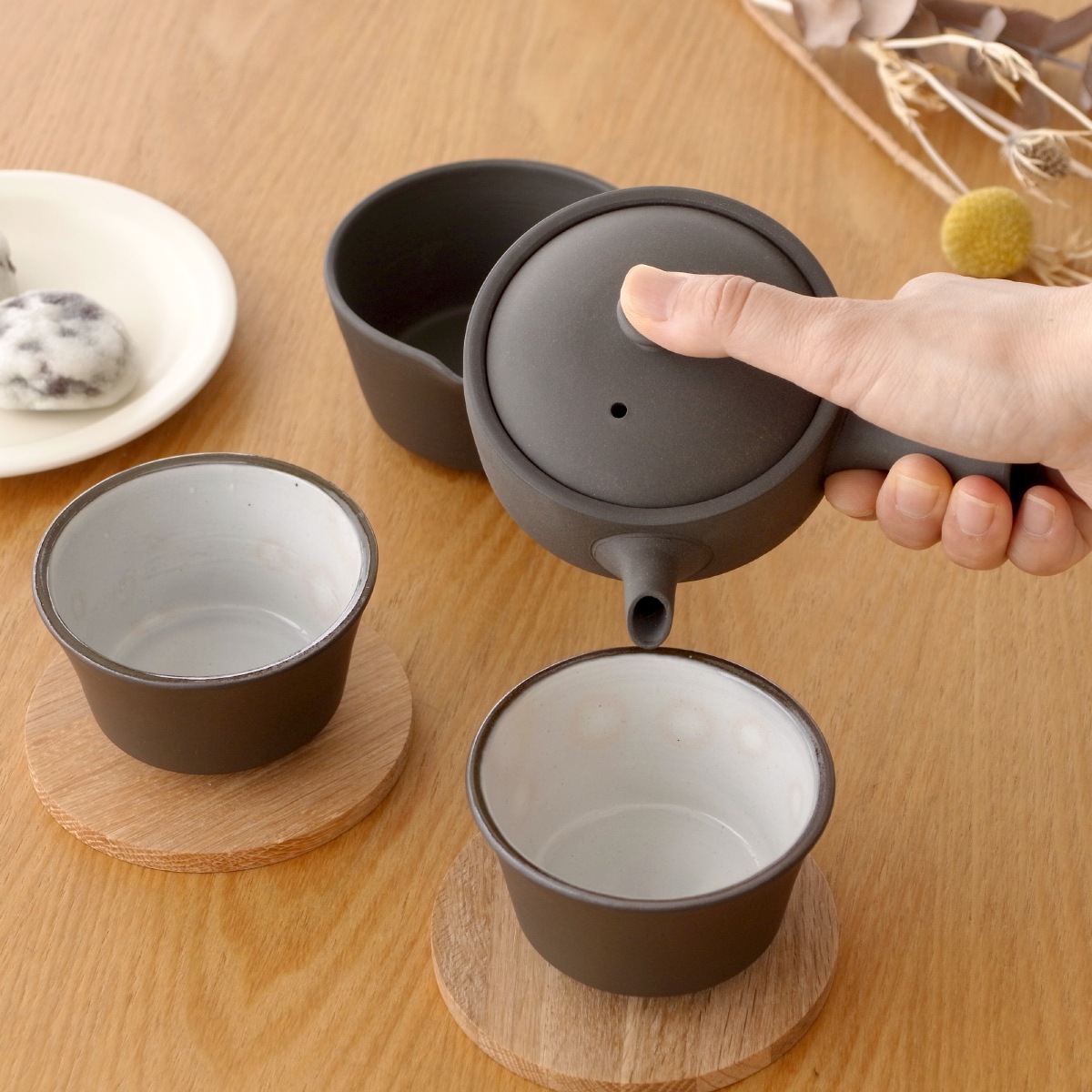 かもしか道具店 急須 直 150 セット 茶時間 日本製 萬古焼 陶器 茶器