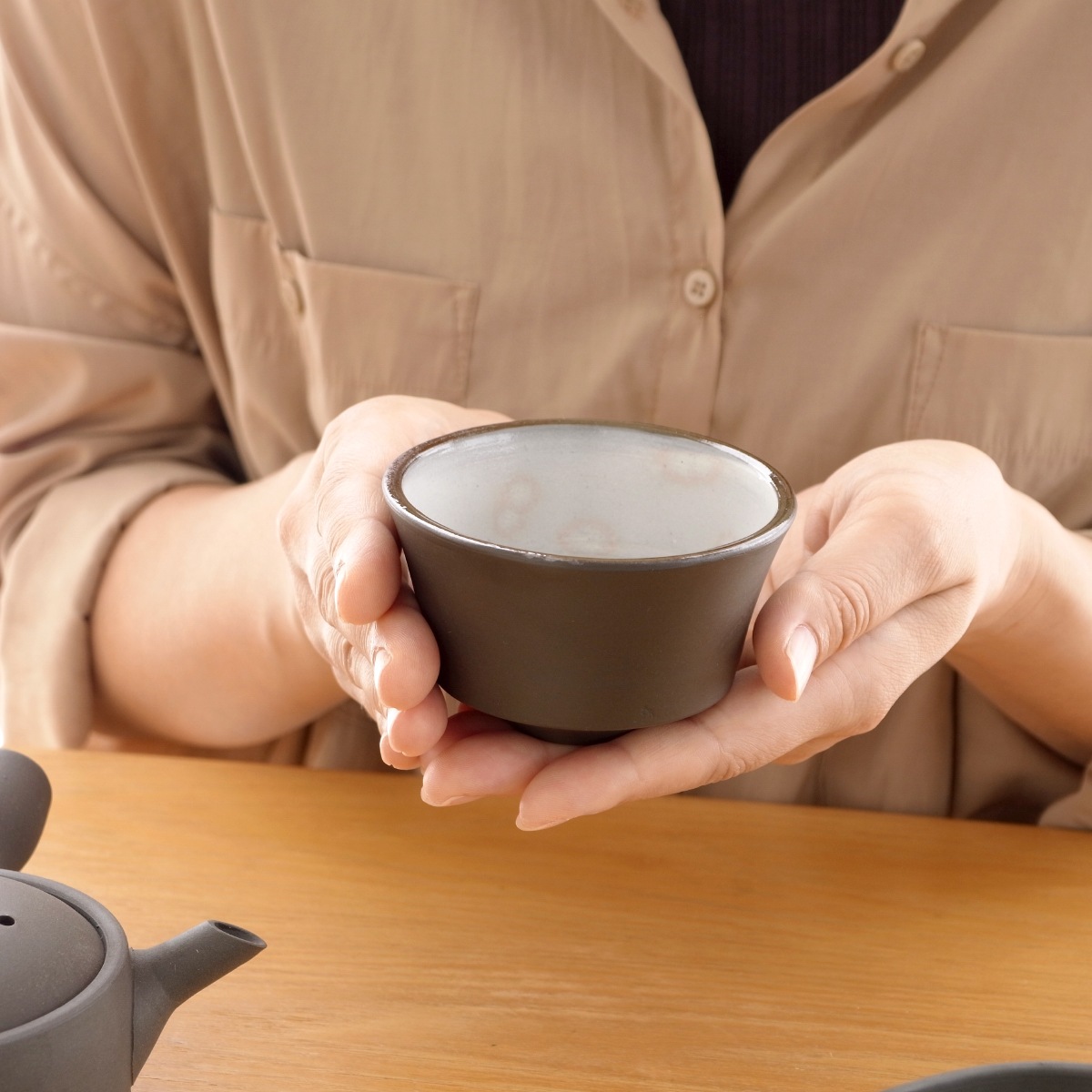 かもしか道具店 急須 直 150 セット 茶時間 日本製 萬古焼 陶器 茶器