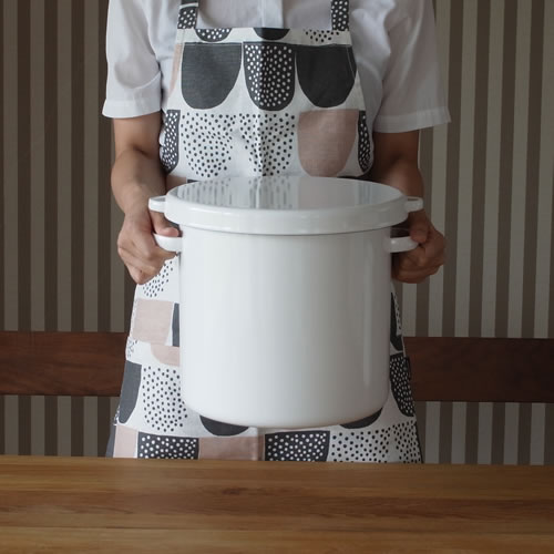 野田琺瑯 ラウンドストッカー 24cm 10L ホワイトシリーズ シール蓋付