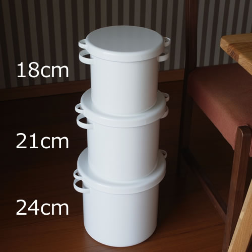 野田琺瑯 ラウンドストッカー 24cm 10L ホワイトシリーズ シール蓋付