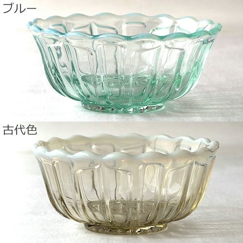廣田硝子 雪の花 洗鉢 14.2cm ブルー 古代色 ガラス ボウル 中鉢