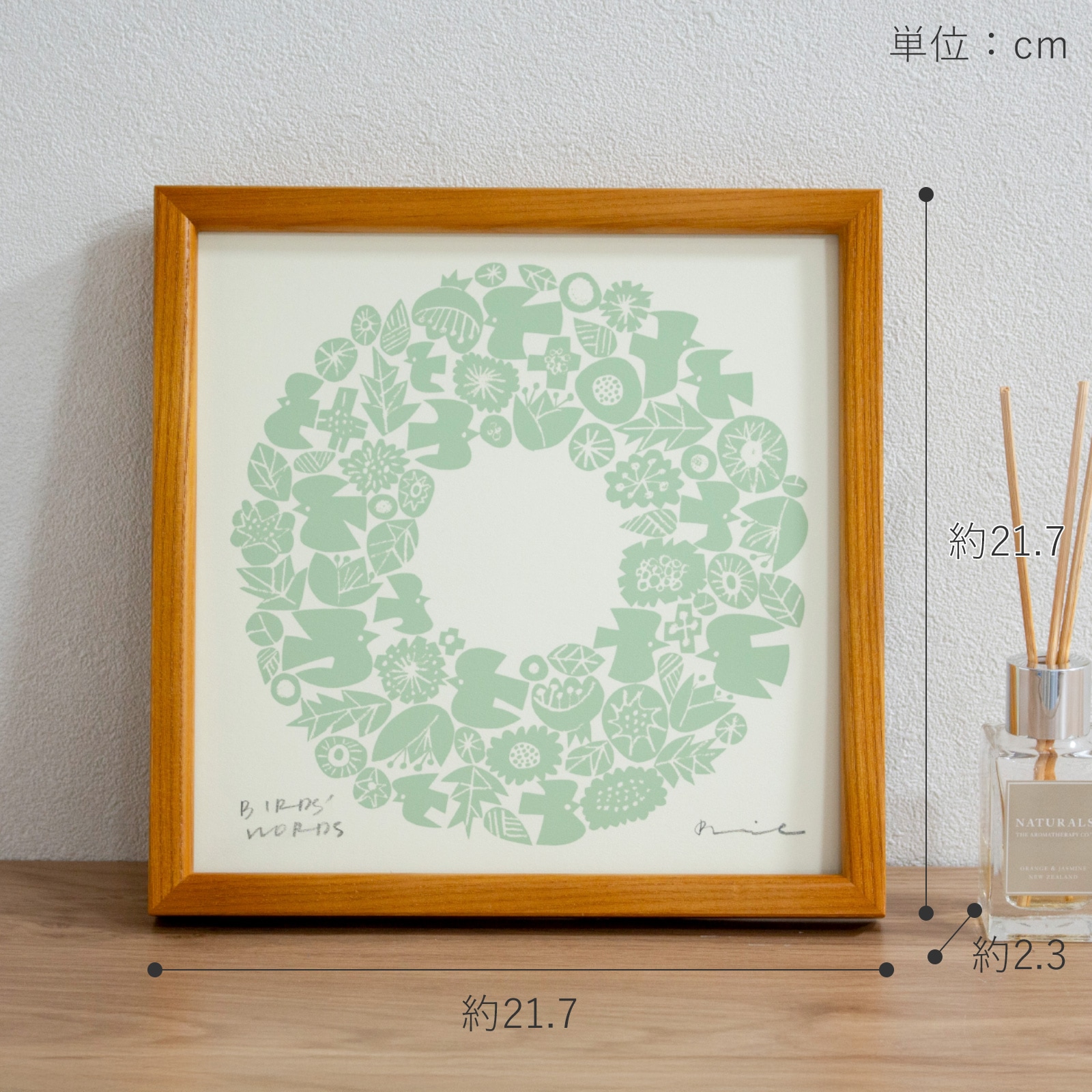 バーズワーズ シルクスクリーン フレーム付き 20 WREATH リース 木製