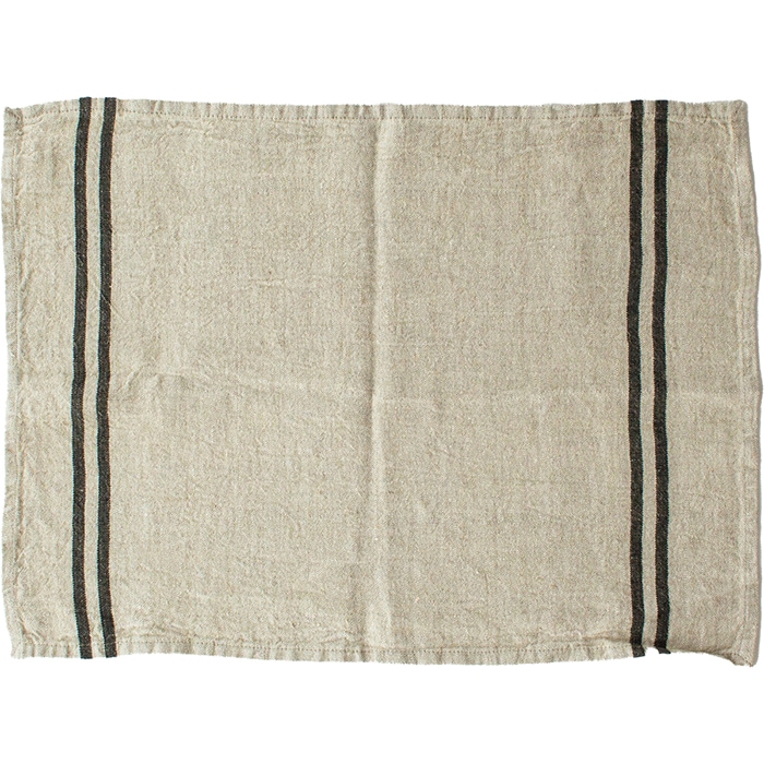 キッチンクロス リネン 厚手 Wストライプ 45×60cm 1枚 大判 ディッシュ