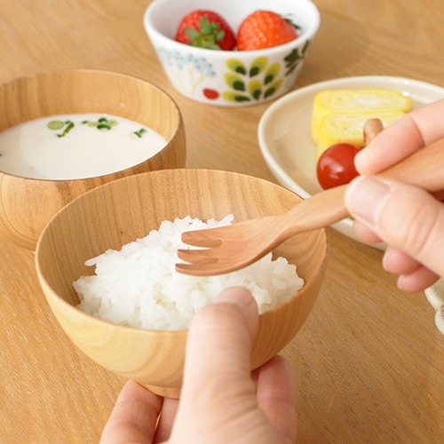 SHIRASAGI 子ども飯椀 ナチュラル さくら 子供用 お茶碗 日本製 天然木