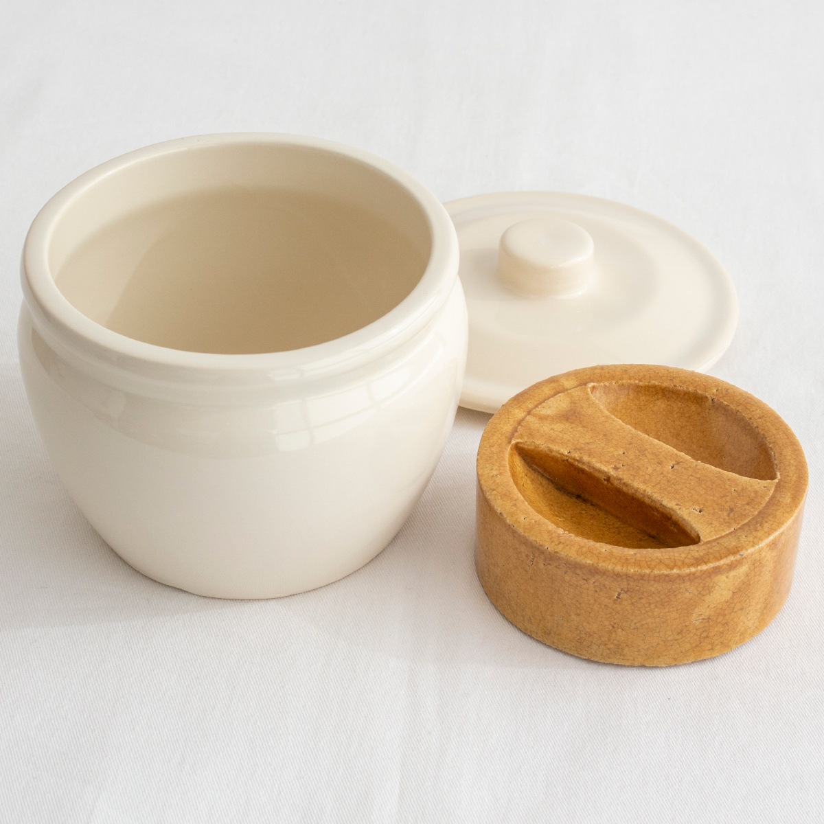 漬物石　陶芸 かもしか道具店 浅漬けの壺 重石付き 陶器 容器 浅漬け 漬物容器 浅