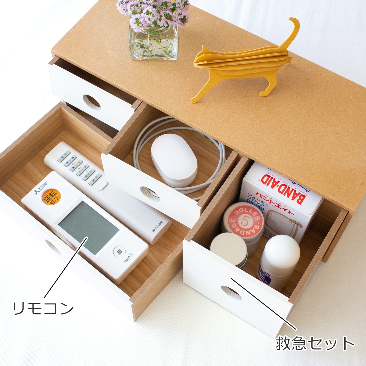卓上 収納 小物入れ 引き出し チェスト 収納ボックス 木製 2段 幅37.3
