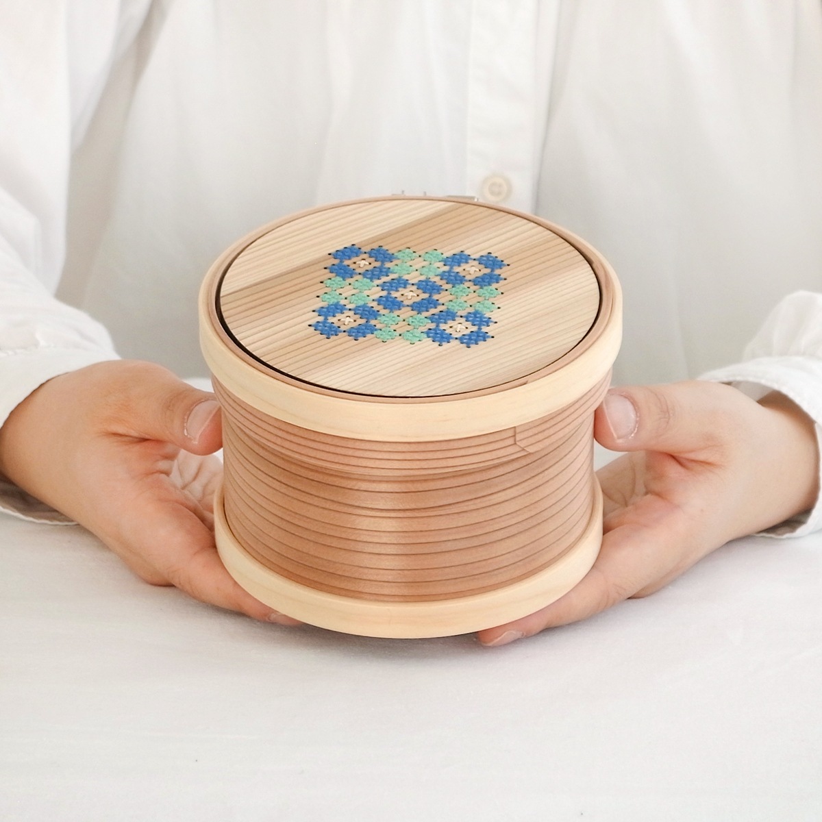 Cohana 曲げわっぱの道具箱 刺しゅう枠 刺繍枠 12cm 日本製 Made in