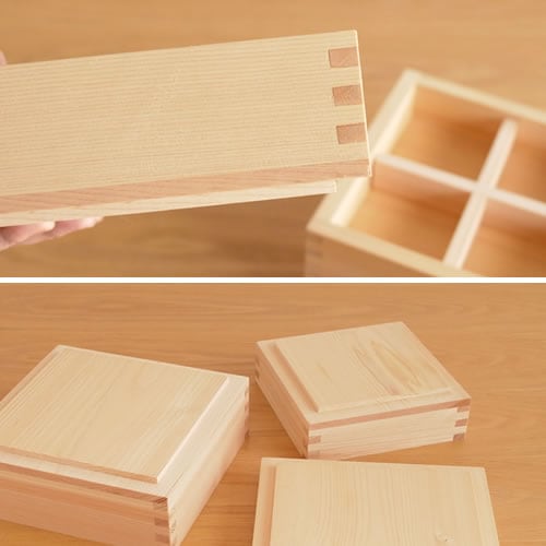 重箱 3段 セット(4.5cm×1、6cm×2) 14cm×14cm 木製 日本製 おしゃれ 枡