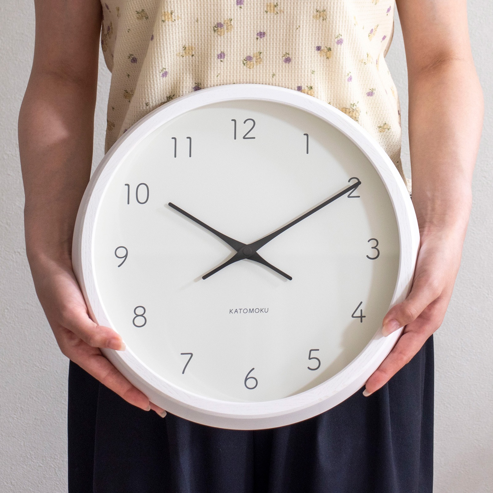 掛け時計 電波時計 木製 加藤木工 muku round wall clock 7 ホワイト