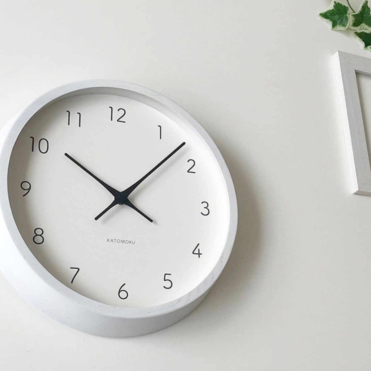掛け時計 電波時計 木製 加藤木工 muku round wall clock 7 ホワイト