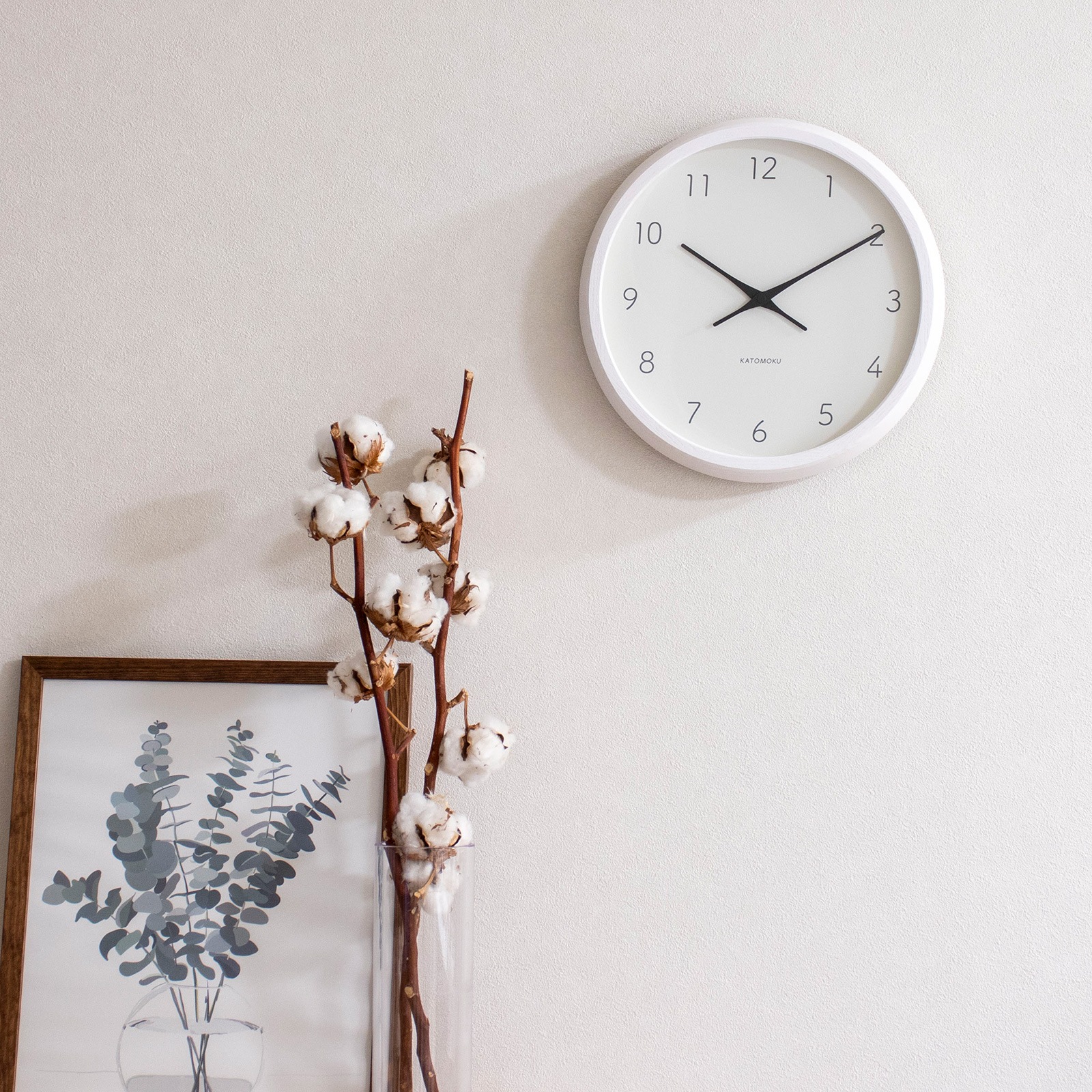 掛け時計 電波時計 木製 加藤木工 muku round wall clock 7 ホワイト