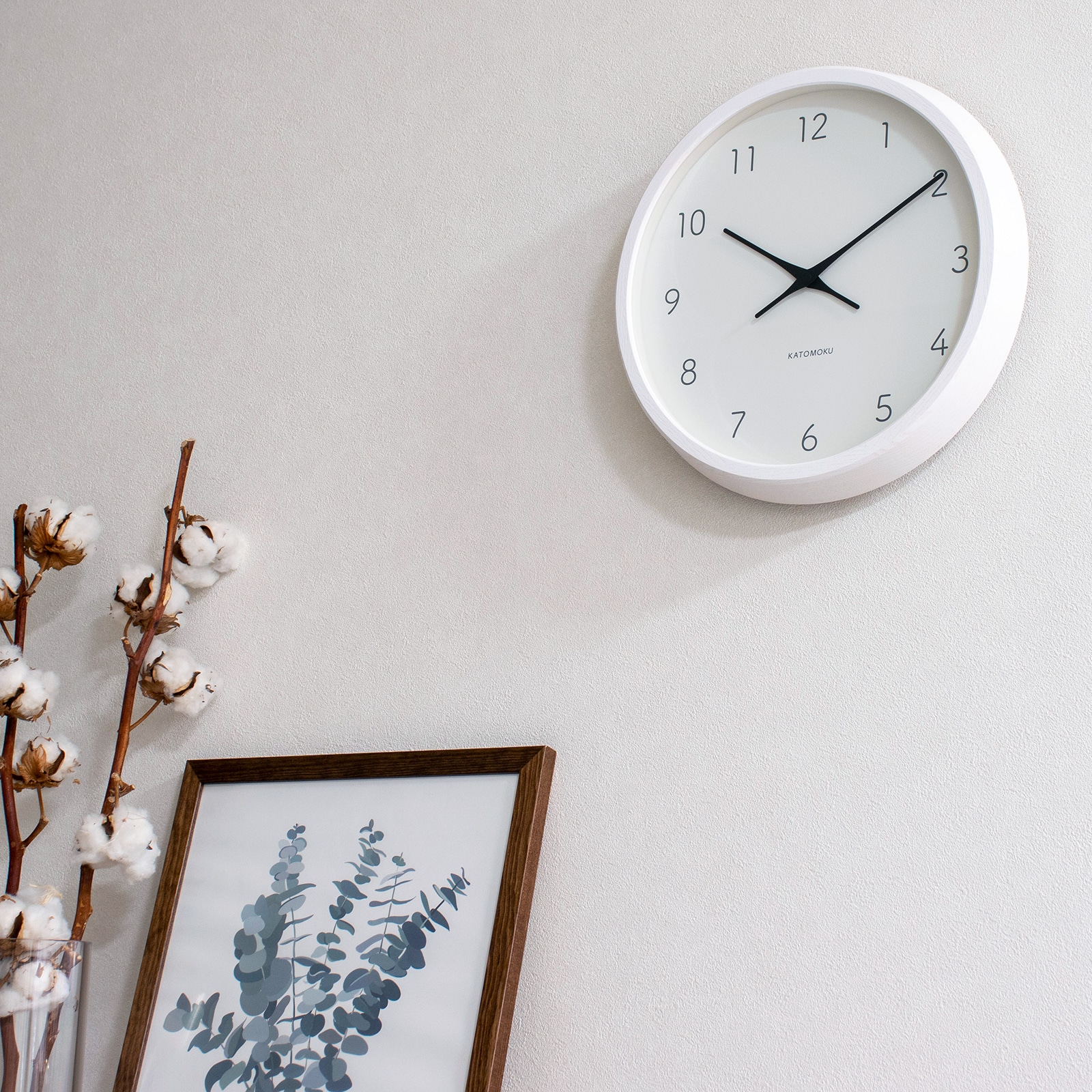 掛け時計 電波時計 木製 加藤木工 muku round wall clock 7 ホワイト