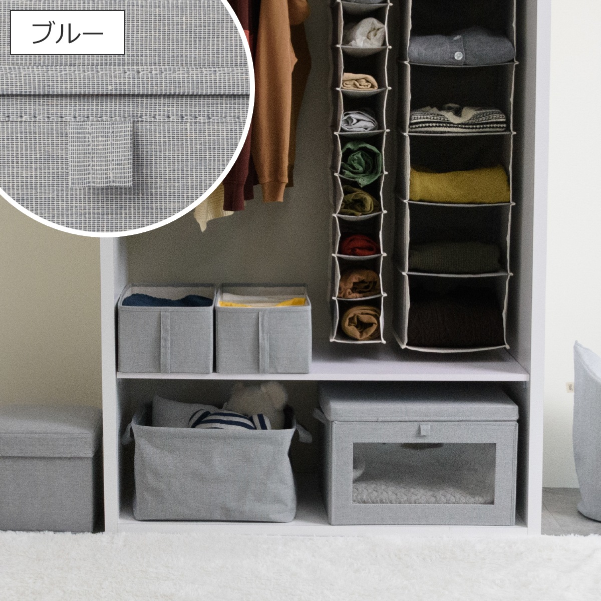 Gudee グディ 収納ボックス L 24L 窓付き 布 折りたたみ 前開き フタ