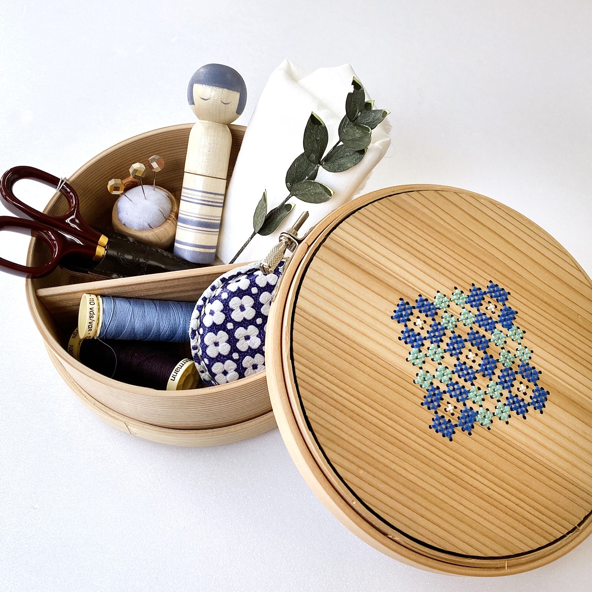 Cohana 曲げわっぱの道具箱 刺しゅう枠 刺繍枠 15cm 日本製 Made in