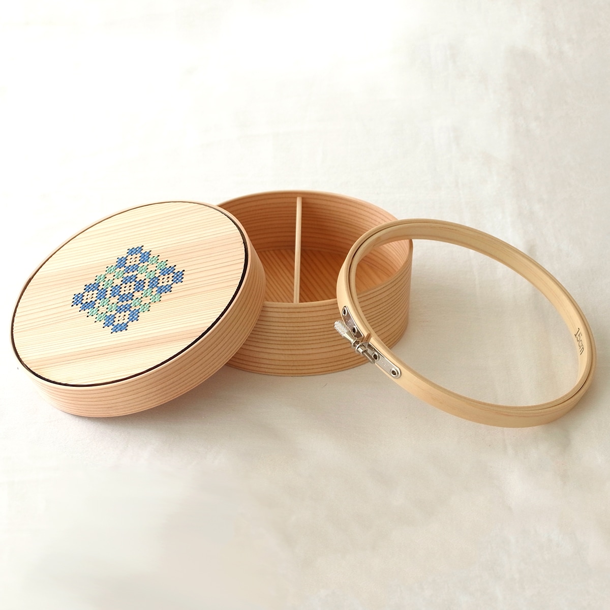 Cohana 曲げわっぱの道具箱 刺しゅう枠 刺繍枠 15cm 日本製 Made in