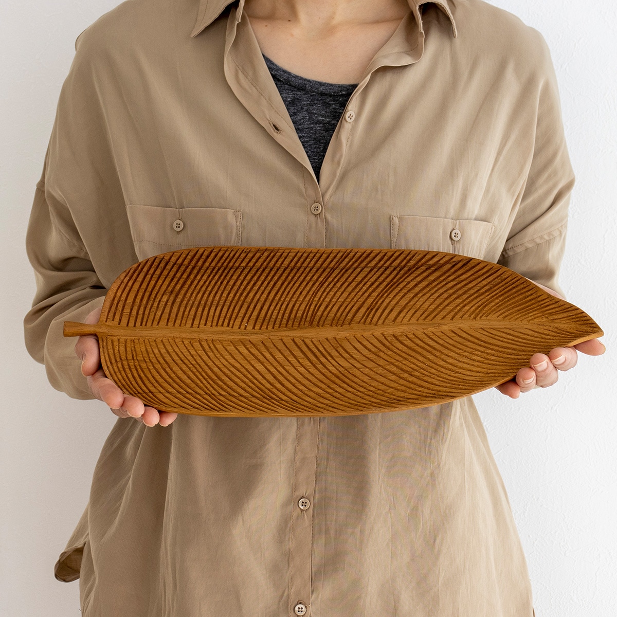 チークリーフプレート L ウッドコレクション Wood Collection 木 木製